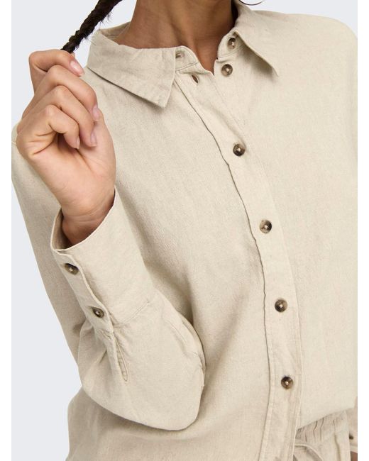 Jacqueline De Yong Natural Blusenshirt Hemd Locker geschnittene Bluse Hemdkragen 7592 in Braun-4