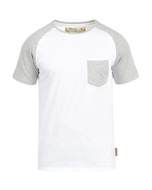 INDICODE Rundhalsshirt IDGresham Kurzarmshirt im Baseball-Look in White für Herren
