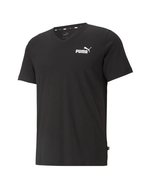 PUMA Essentials T-Shirt mit V-Ausschnitt in Black für Herren