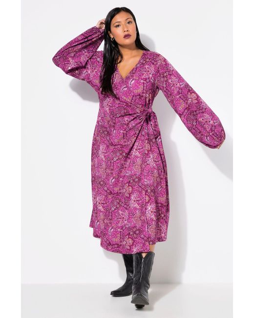 Studio Untold Pink Maxikleid Maxi-Wickelkleid Straight Shape Alloverprint