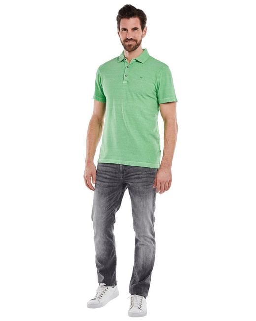 ENGBERS GERMANY T- Polo-Shirt mit Leinenanteil in Green für Herren
