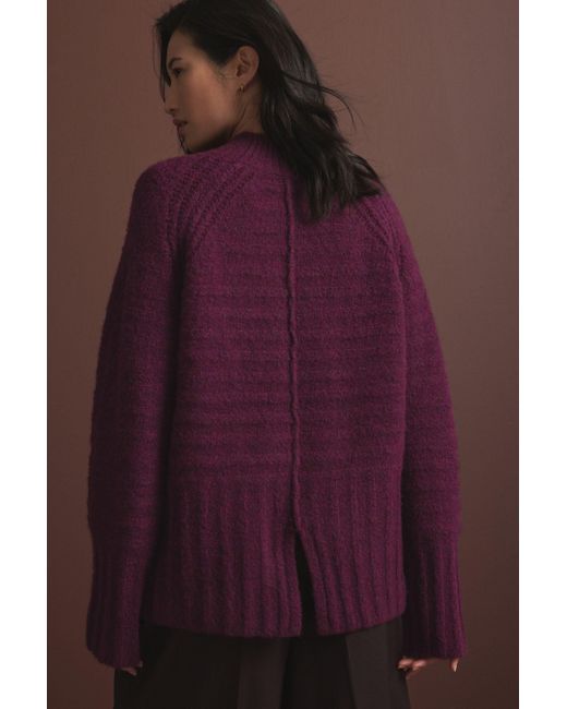 Next Purple Stehkragenpullover Strukturierter Strickpullover mit Stehkragen (1-tlg)
