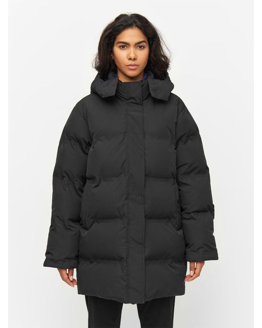 Knowledge Cotton Black Winterjacke ALLYSSA Long Puffer jacket