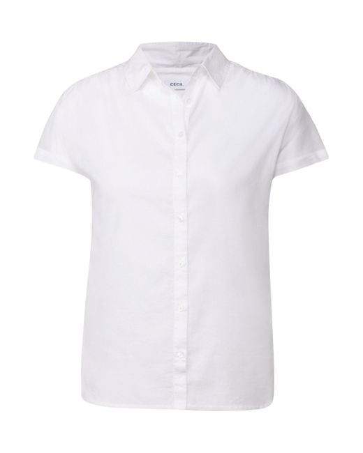 Cecil White Hemdbluse aus reiner Baumwolle