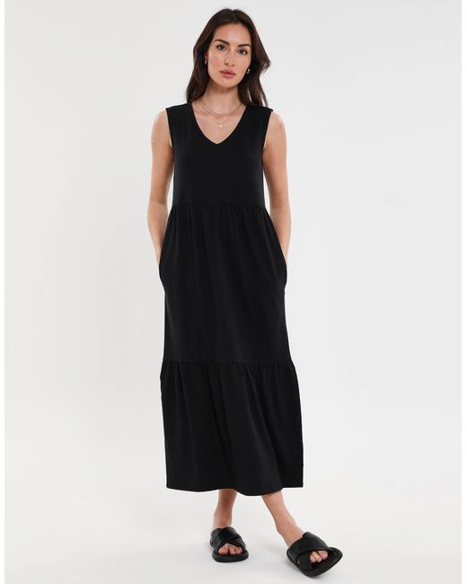 Threadbare Black Jerseykleid THB Byers Tiered im schlichten Design