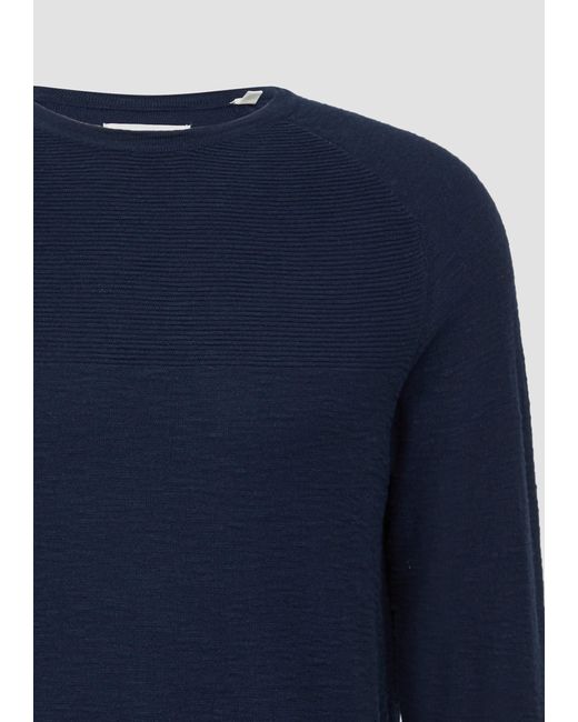 S.oliver Raglan-Strickpullover mit Flammgarnstruktur in Blue für Herren