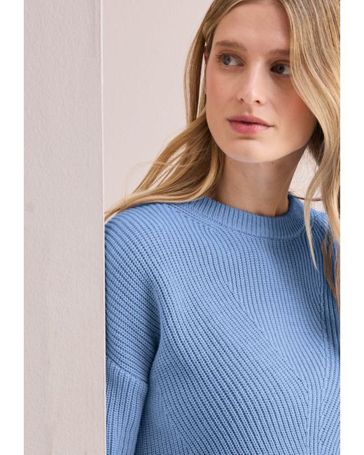 Cecil Blue Langarmbluse Strukturpullover