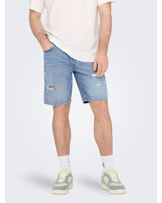 Only & Sons Jeansbermudas in Blue für Herren