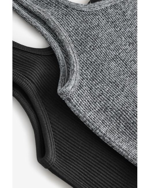 Next Black Crop-Top Gerippte BH-Tops, 2er-Pack (2-tlg)