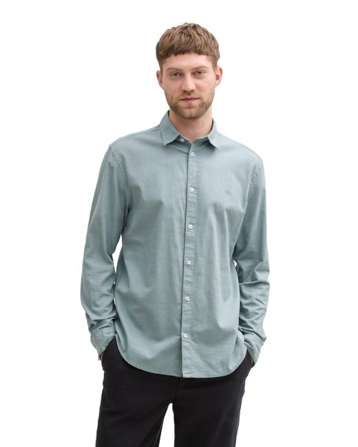 Tom Tailor Langarmhemd Regular Fit Chambray Hemd in Blue für Herren