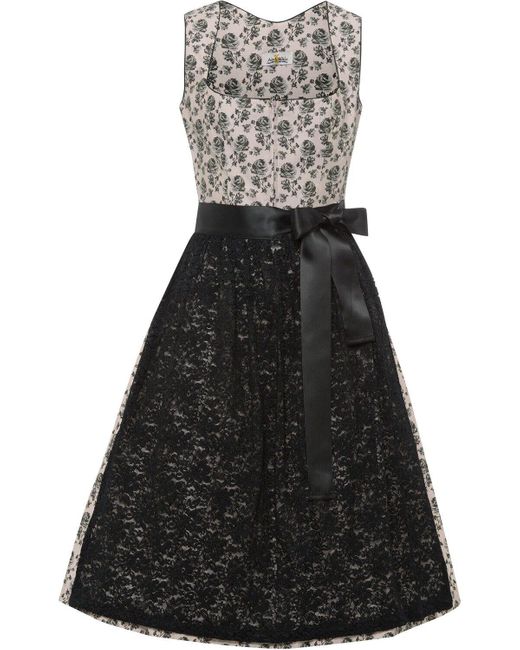 ALMSACH Black Midi Dirndl mit Rosenprint
