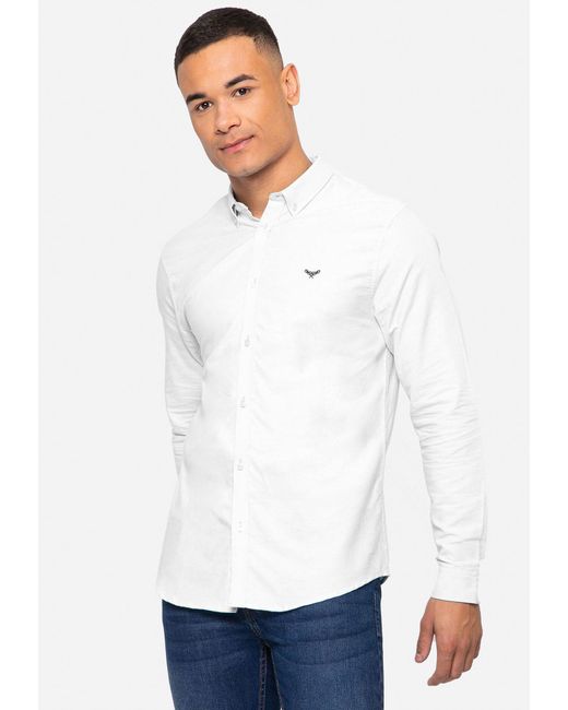 Threadbare Langarmhemd Beacon in White für Herren