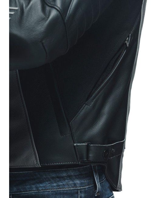 DAINESE Motorradjacke Racing 4 Motorrad Lederjacke Atmungsaktiv protektoren reflektierende robust in Black für Herren