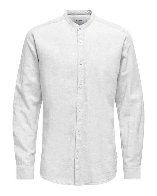 Only & Sons Langarmhemd Hemd Slim Fit Freizeithemd Caiden Solid mit in White für Herren