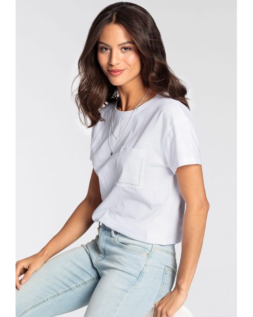 Laura Scott T-Shirt mit eleganter Glitzertasche in Weiß | Lyst DE