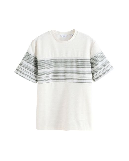 Next Strukturiertes T-Shirt in Blockfarben (1-tlg) in White für Herren