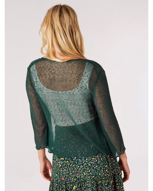 Apricot Green Cardigan in unifarben, im semitransparenten Design