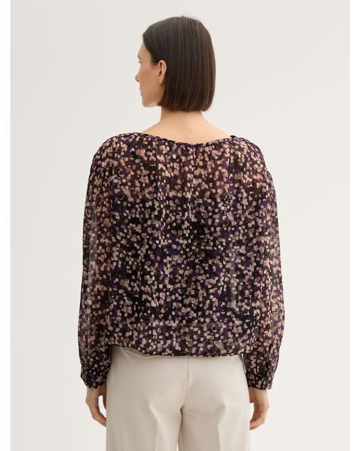 Tom Tailor Natural Langarmbluse Gemusterte Chiffon Bluse