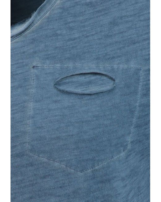 Key Largo T-Shirt Soda vintage Look uni Basic T00619 V-Ausschnitt unifarben kurzarm slim fit in Blue für Herren
