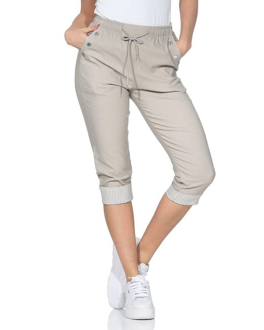 OriginalYou Gray /-Caprijeans Schlupfhose 7/8 Stoffhose Capri Jeans Elastikbund