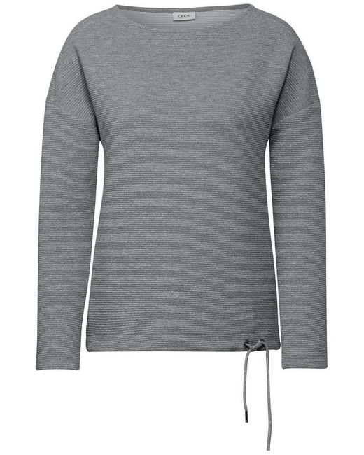 Cecil Gray Glitzerndes langarm Shirt - Sweatshirt mit Glitzereffekt
