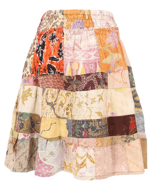 Guru-Shop Multicolor Weit schwingender Patchwork Minirock, Boho.. alternative Bekleidung