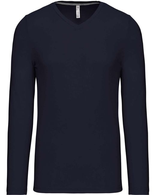 Kariban V- Langarmshirt Longsleeve Longline T-Shirt Sweatshirt in Blue für Herren