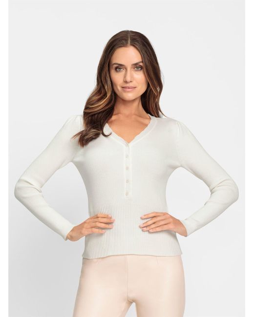 heine White Strickpullover Feinstrickpullover