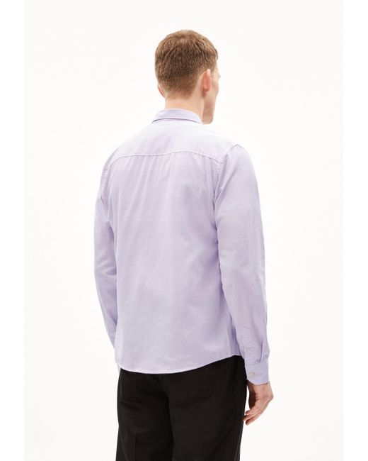 ARMEDANGELS Langarmhemd QUAASA Hemd Regular Fit aus Bio-Baumwolle (1-tlg) Strickerei in Purple für Herren