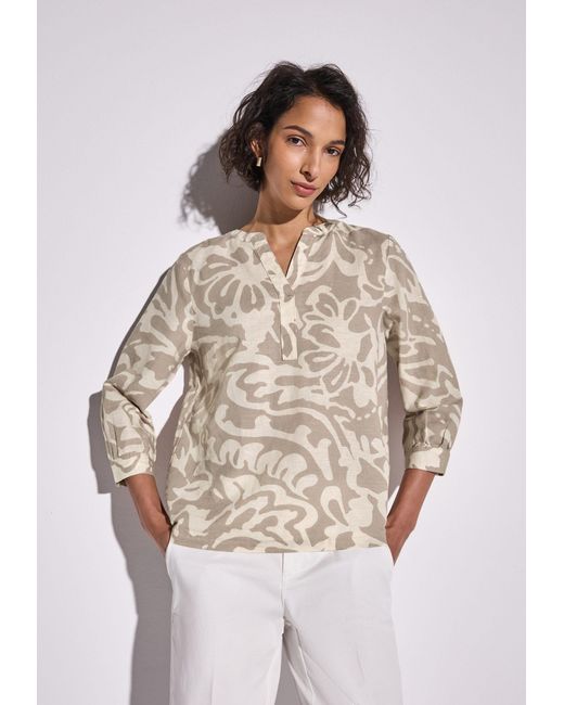 Street One Natural Langarmbluse SOL_Splitneck blouse AOP