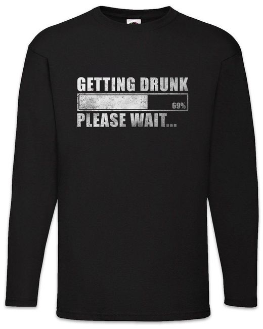 Urban Backwoods Langarmshirt Getting Drunk Langarm T-Shirt Please Wait Fun Drinker Beer Bier Booze in Black für Herren