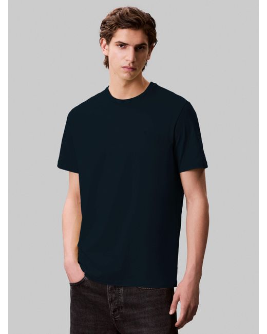 Calvin Klein T-Shirt SS SMOOTH CTTN SOLID CREWNK TEE mit Logo in Blue für Herren