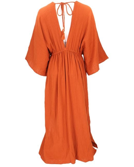 Guru-Shop Orange Midikleid Boho Sommerkleid, luftiges.. alternative Bekleidung