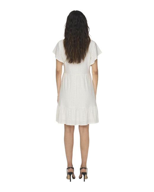 ONLY White Sommerkleid ONLSANDRA /S V-NECK DRESS mit Stretch