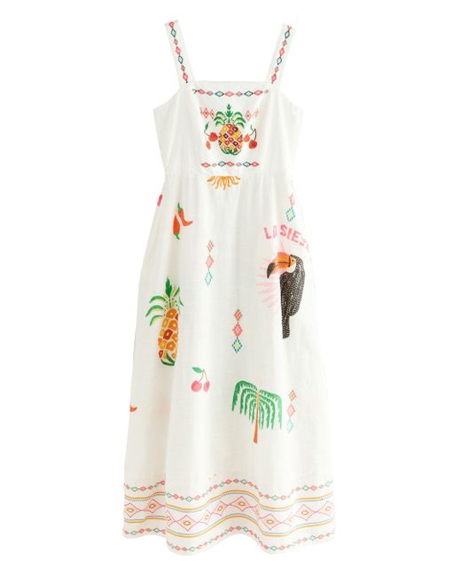 Next White Sommer-Midikleid aus 100 % Baumwolle (1-tlg)