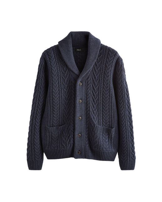 Next Strickjacke Cardigan mit Zopfmuster und Schalkragen (1-tlg) in Blue für Herren