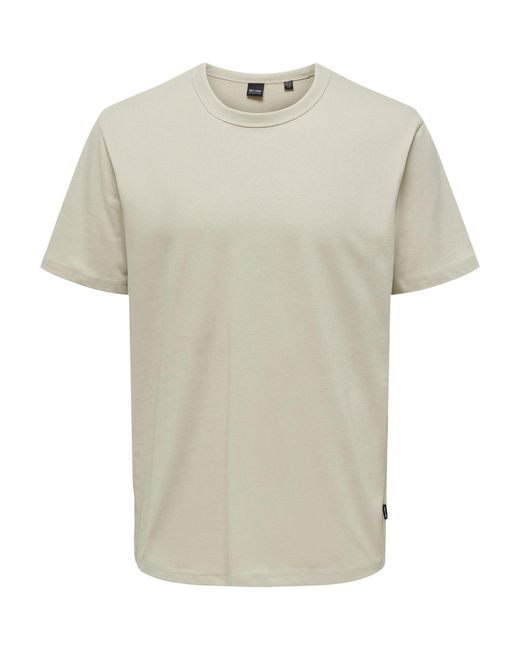 Only & Sons Weiches Rundhals T- Kurzarm ONSSMART Basic Shirt (1-tlg) 6806 in Beige-2 in White für Herren