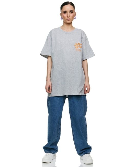 Worldclassca Gray Oversized T-Shirt Sommer Oberteil PRINT - APEROL SPRITZ - IS ALWAYS THE ANSWEAR