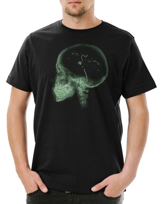 Urban Backwoods Print- Gamer Brain T-Shirt Geek Nerd Fun Informatiker Informatik in Black für Herren