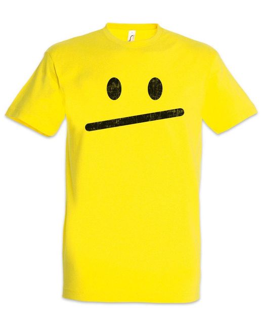 Urban Backwoods Print- Smile Meh T-Shirt Stick Figure Strichmännchen Admin IT PC Nerd in Yellow für Herren