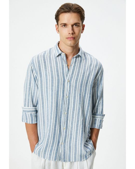 Koton Blue Langarmshirt Langärmelig Regular Shirt