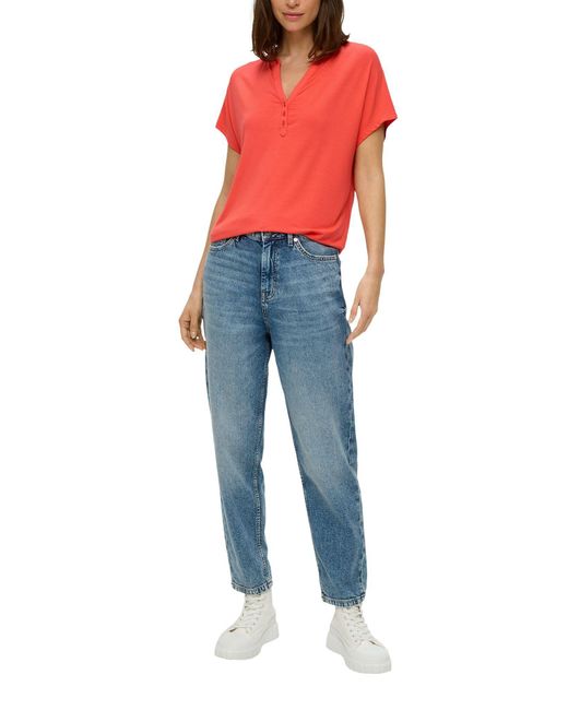 S.oliver Red - T- mit Knöpfen - Kurzarm - Shirt Top V-Ausschnitt