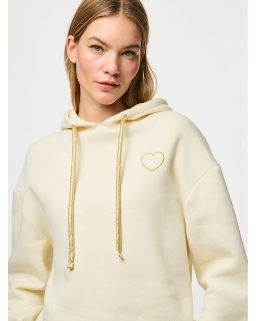 Pieces White Kapuzensweatshirt PCCHILLI LS HEART HOODIE NOOS BC