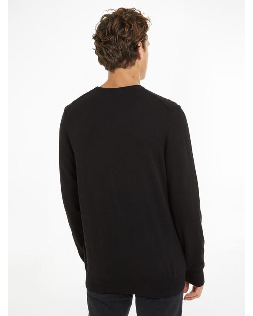Calvin Klein Rundhalspullover COTTON SILK BLEND CN SWEATER mit Logoprägung in Black für Herren