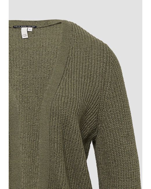 QS Green Funktionsjacke Strickjacke aus Bändchengarn Rollsaumblende