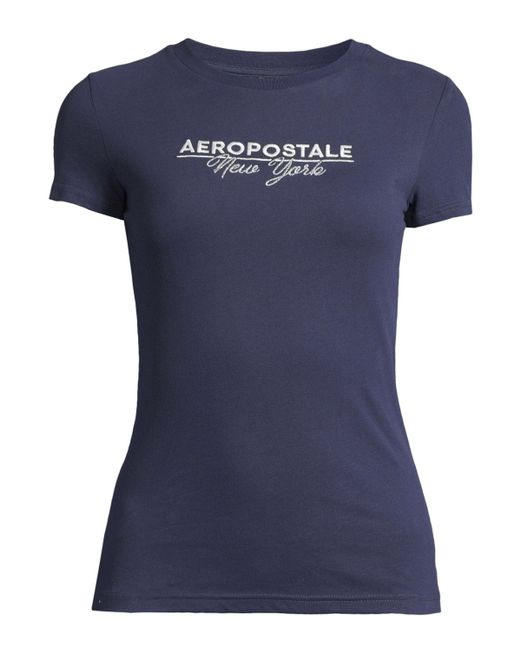 Aéropostale Blue T-Shirt (1-tlg) Stickerei