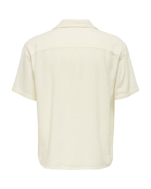 Only & Sons Kurzarmhemd ONSLATHAM RLXSS RESORT LINEN STRUC 0257 in White für Herren