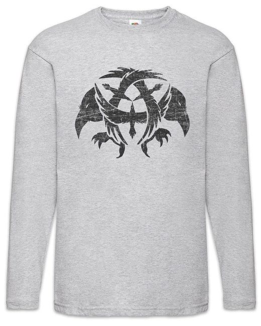 Urban Backwoods Langarmshirt Ravens Langarm T-Shirt Raben Hugin Munin Asgard Ragnar Wikinger Runen in Gray für Herren