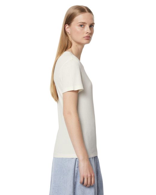Marc O' Polo White T-Shirt aus Rippjersey