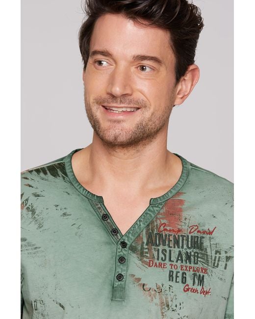 Camp David Rundhalsshirt aus Baumwolle in Green für Herren